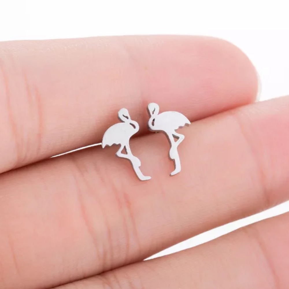 Stainless Steel Flamingo Stud Earrings